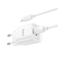 Мережевий зарядний пристрій HOCO C147A Charm PD20W+QC3.0 charger set (C to iP)(EU) White (Цвет Білий) - фото № 5