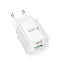Мережевий зарядний пристрій HOCO C147A Charm PD20W+QC3.0 charger (EU) White (Цвет Білий) - фото № 3