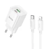 Мережевий зарядний пристрій HOCO C147A Charm PD20W+QC3.0 charger set (C to iP)(EU) White k57085 - № 1 Мережевий зарядний пристрій HOCO C147A Charm PD20W+QC3.0 charger set (C to iP)(EU) White (Білий) Hoco - № 1