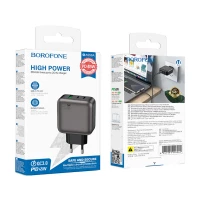 Мережевий зарядний пристрій BOROFONE BAS56A Absolute PD45W(2C1A) charger(EU) Black (Цвет 7073) - фото № 7