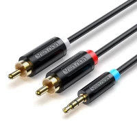 Аудіокабель Vention 3.5MM Male to 2-Male RCA Adapter Cable 1M Black (BCLBF)