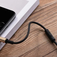 Аудіокабель HOCO UPA02 AUX Spring Audio cable (with Mic) Black (Цвет Черный) - фото № 2