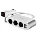 Автомобільний зарядний пристрій HOCO Z13 LCD one-pull-three car charger Silver