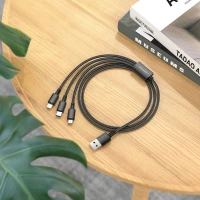 Кабель BOROFONE BX72 3-in-1 charging cable(iP+Type-C+Micro) Black (Колір Черный) - фото № 2