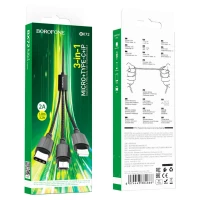 Кабель BOROFONE BX72 3-in-1 charging cable(iP+Type-C+Micro) Black (Колір Черный) - фото № 4