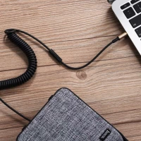 Аудіокабель HOCO UPA02 AUX Spring Audio cable (with Mic) Black (Цвет Черный) - фото № 6