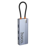 USB-хаб HOCO HB50 Wow 5-in-1 multi-function converter (HDTV+PD+USB3.0*3) Deep Space Gray (Цвет Deep-Space-Gray) - фото № 4