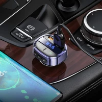 АЗП з FM-модулятором HOCO E70 PD30W+QC3.0 car BT FM transmitter Magic Night (Колір Magic night) - фото № 3
