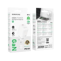 Мережевий зарядний пристрій BOROFONE BN26 Fuente single-port PD20W charger set (C to C) (EU) White (Колір Білий) - фото № 2