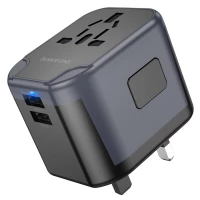 Мережевий зарядний пристрій BOROFONE BAC12 Leader 3-port(1C2A) universal conversion charger Black (Колір 7073) - фото № 6