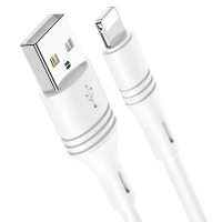 Кабель BOROFONE BX43 USB to iP 2.4A, 1m, PVC, PVC connectors, White