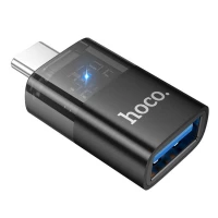 Перехідник HOCO UA36B C male to USB female OTG transparent adapter Black