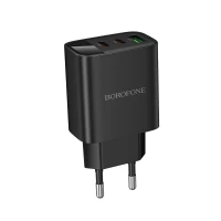 Мережевий зарядний пристрій BOROFONE BA98A Ilustre PD30W (2C1A) charger with digital display (EU) Black (Цвет 7073) - фото № 5