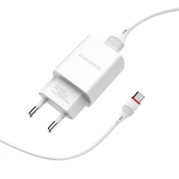 Мережевий зарядний пристрій BOROFONE BA20A Sharp single port charger set(Type-C) 10.5W White (Цвет 7068) - фото № 4