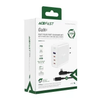 Мережевий зарядний пристрій ACEFAST A37 PD100W GaN (3*CUSB-C+USB-A) charger set White (Цвет Білий) - фото № 4