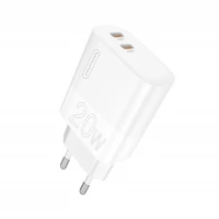 Мережевий зарядний пристрій WUW-C193 PD20W Charger USB C + USB C white