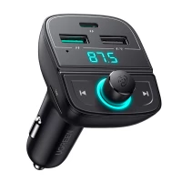 АЗП з FM-модулятором UGREEN CD229 FM&Bluetooth Transmitter&Car Charger + TF  Slot Black