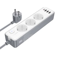 Мережевий подовжувач BOROFONE BAC9 Power 3-position socket(PD20W/1C3A)(EU/GER)(L=3M) White