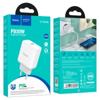 Мережевий зарядний пристрій HOCO C104A Stage single port PD20W charger White (Колір Белый) - фото № 2
