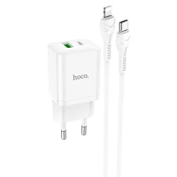 Мережевий зарядний пристрій HOCO N28 Founder PD20W+QC3.0 charger set(C to iP) White