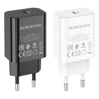 Мережевий зарядний пристрій BOROFONE BA65A Single port PD20W charger White (Цвет 7068) - фото № 3