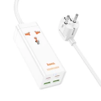 Мережевий подовжувач HOCO AC10A Barry PD65W GaN (2C2A with 1 socket) desktop charger White (Колір Білий) - фото № 3