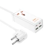 Мережевий подовжувач HOCO AC10A Barry PD65W GaN (2C2A with 1 socket) desktop charger White (Білий)- № 2