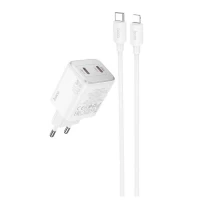 Мережевий зарядний пристрій HOCO N42 Elogiado dual-port PD45W(2C) charger set(C to iP) White