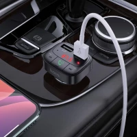АЗП з FM-модулятором HOCO E59 Promise QC3.0 car BT FM transmitter 18W Black (Цвет Черный) - фото № 7