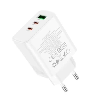 Мережевий зарядний пристрій HOCO C126A Pure power PD40W three-port(2C1A) charger White (Цвет Белый) - фото № 4