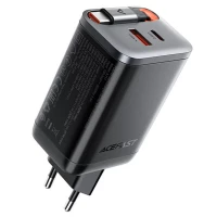 Мережевий зарядний пристрій ACEFAST A111 PD67W GaN charger(2*USB-C+USB-A) with retractable cable Black