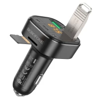 АЗП з FM-модулятором BOROFONE BC43 Flash QC3.0 car BT FM transmitter 18W Black (Цвет Черный) - фото № 5
