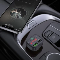 АЗП з FM-модулятором HOCO E59 Promise QC3.0 car BT FM transmitter 18W Black (Цвет Черный) - фото № 6
