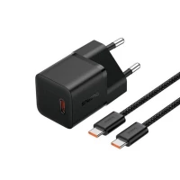 Мережевий зарядний пристрій Baseus GaN5 Fast Charger(mini) 1C 20W EU Cluster Black(With: Baseus Dynamic 3 Series Fast Charging Data Cable Type-C to Ty