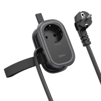 Мережевий подовжувач HOCO NS7 Sharp 1 position(PD20W/1C2A) desktop socket(EU/GER) Black (Цвет Черный) - фото № 3