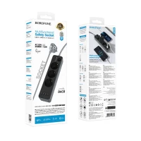 Мережевий подовжувач BOROFONE BAC8 Power 3-position socket(1C3A)(EU/GER)(L=3M) Black (Колір 7073) - фото № 6