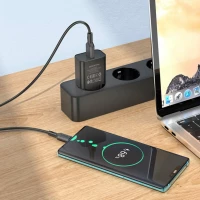 Мережевий зарядний пристрій BOROFONE BA72A Spring single port QC3.0 charger set(Type-C) 18W Black (Цвет 7073) - фото № 3
