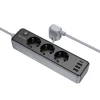 Мережевий подовжувач BOROFONE BAC8 Power 3-position socket(1C3A)(EU/GER)(L=3M) Black (7073)- № 2