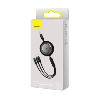 Кабель Baseus Free2Draw Retractable Crystal Fast Charging Data Cable USB to M+L+C 3.5A 1.1m Cluster Black (Цвет Cluster Black) - фото № 2