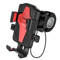 Велотримач для телефона HOCO CA73 Flying one-touch bicycle and motorcycle universal holder Black＆Red (Колір Black-Red) - фото № 2