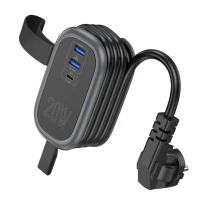 Мережевий подовжувач HOCO NS7 Sharp 1 position(PD20W/1C2A) desktop socket(EU/GER) Black (Цвет Черный) - фото № 2