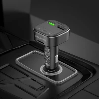 АЗП з FM-модулятором BOROFONE BC43 Flash QC3.0 car BT FM transmitter 18W Black (Цвет Черный) - фото № 7