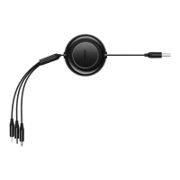 Кабель Baseus Free2Draw Retractable Crystal Fast Charging Data Cable USB to M+L+C 3.5A 1.1m Cluster Black (Цвет Cluster Black) - фото № 6