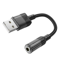 Аудiокабель HOCO LS37 Spirit transparent external sound card USB to 3.5mm Black (Цвет Черный) - фото № 2