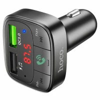 АЗП з FM-модулятором HOCO E59 Promise QC3.0 car BT FM transmitter 18W Black (Цвет Черный) - фото № 2