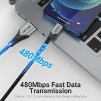 Кабель Vention USB 2.0 A to Lightning Cable 1M Gray Aluminum Alloy Type (LABHF) (Колір Черный) - фото № 4