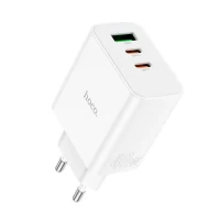Мережевий зарядний пристрій HOCO C126A Pure power PD40W three-port(2C1A) charger White (Цвет Белый) - фото № 2