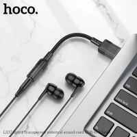Аудiокабель HOCO LS37 Spirit transparent external sound card USB to 3.5mm Black (Цвет Черный) - фото № 5