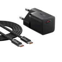 Мережевий зарядний пристрій Baseus  GaN5 Fast Charger (mini) 1C 25W EU Cluster Black (with: Baseus  Dynamic 3 Series Fast Charging Data Cable Type-C t