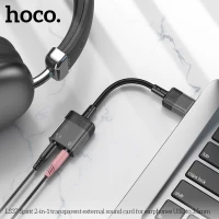 Аудiокабель HOCO LS37 Spirit transparent external sound card USB to 3.5mm Black (Цвет Черный) - фото № 4